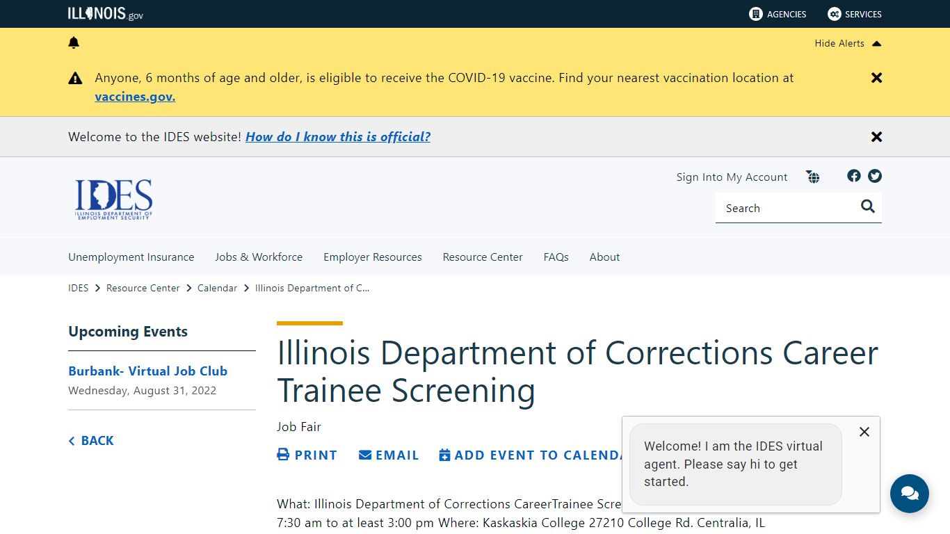 Illinois Department of Corrections Career Trainee Screening